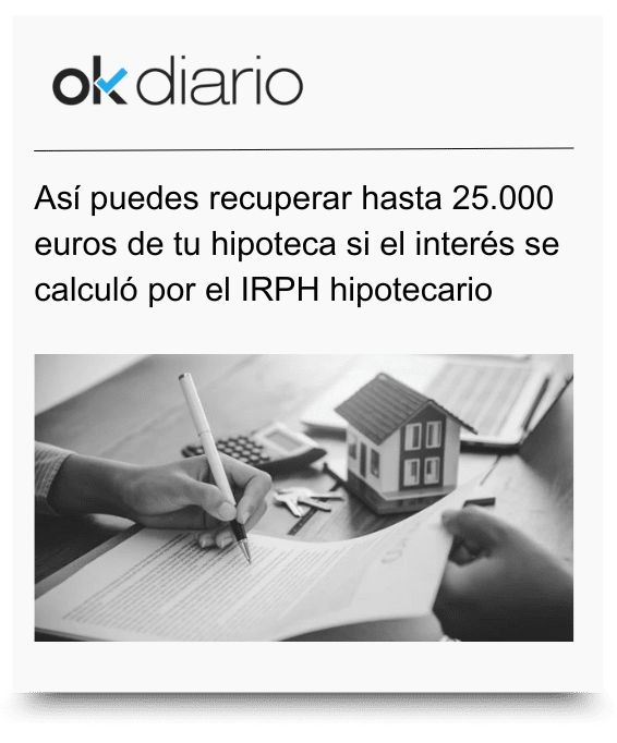 noticia de ok diario que menciona a Asoban Abogados en relación con reclamar IRPH de la hipoteca