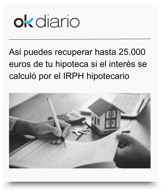 noticia de ok diario que menciona a Asoban Abogados en relación con reclamar IRPH de la hipoteca