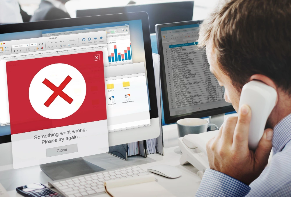 Ejecutivo analizando documentación para reclamar daños al seguro tras incidente informático