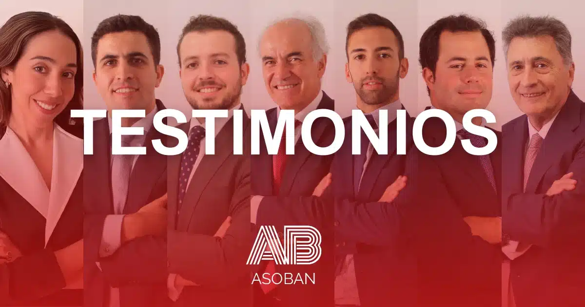 Collage de gran parte del equipo de Asoban Abogados para ilustrar los testimonios de nuestros clientes.